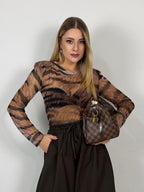 MAGLIA VELATA TIGRATA SCURO